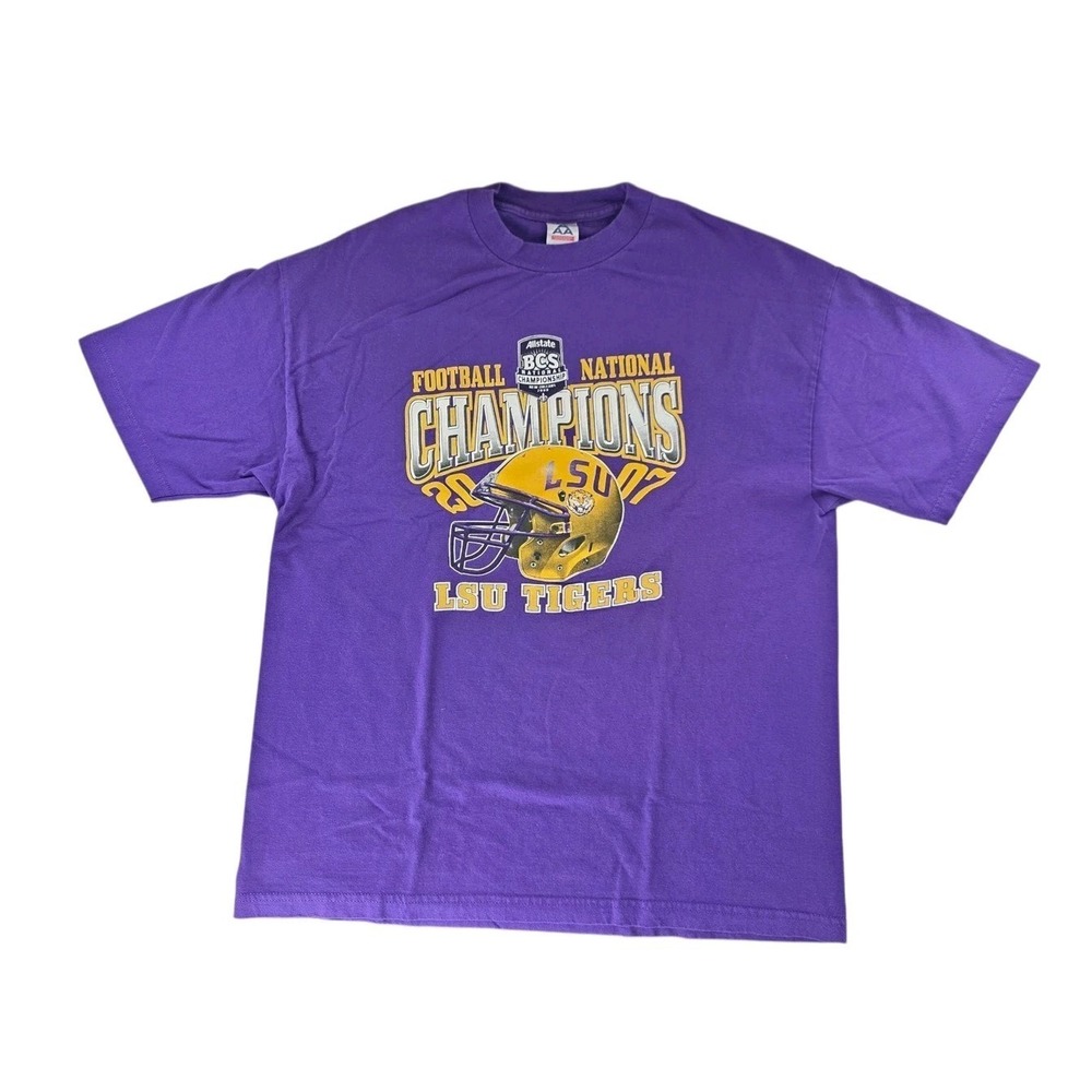 Vtg Alstyle LSU Tigers 2007 BCS National Football Champions Shirt Mens XL Purple